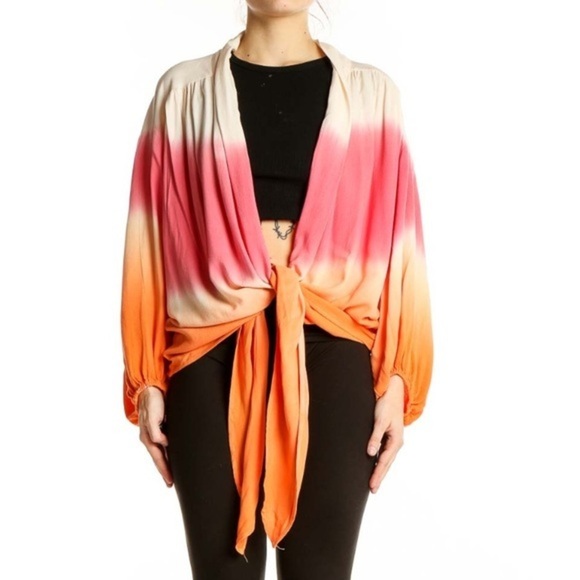 Young Fabulous & Broke Tops - Young Fabulous & Broke Pink Orange Tie Dye Blouse